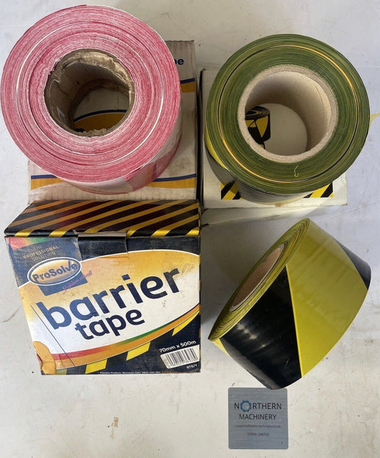 3 Rolls 500 Metres Red & White Non Adhesive Barrier Hazard Warning Utility Tape