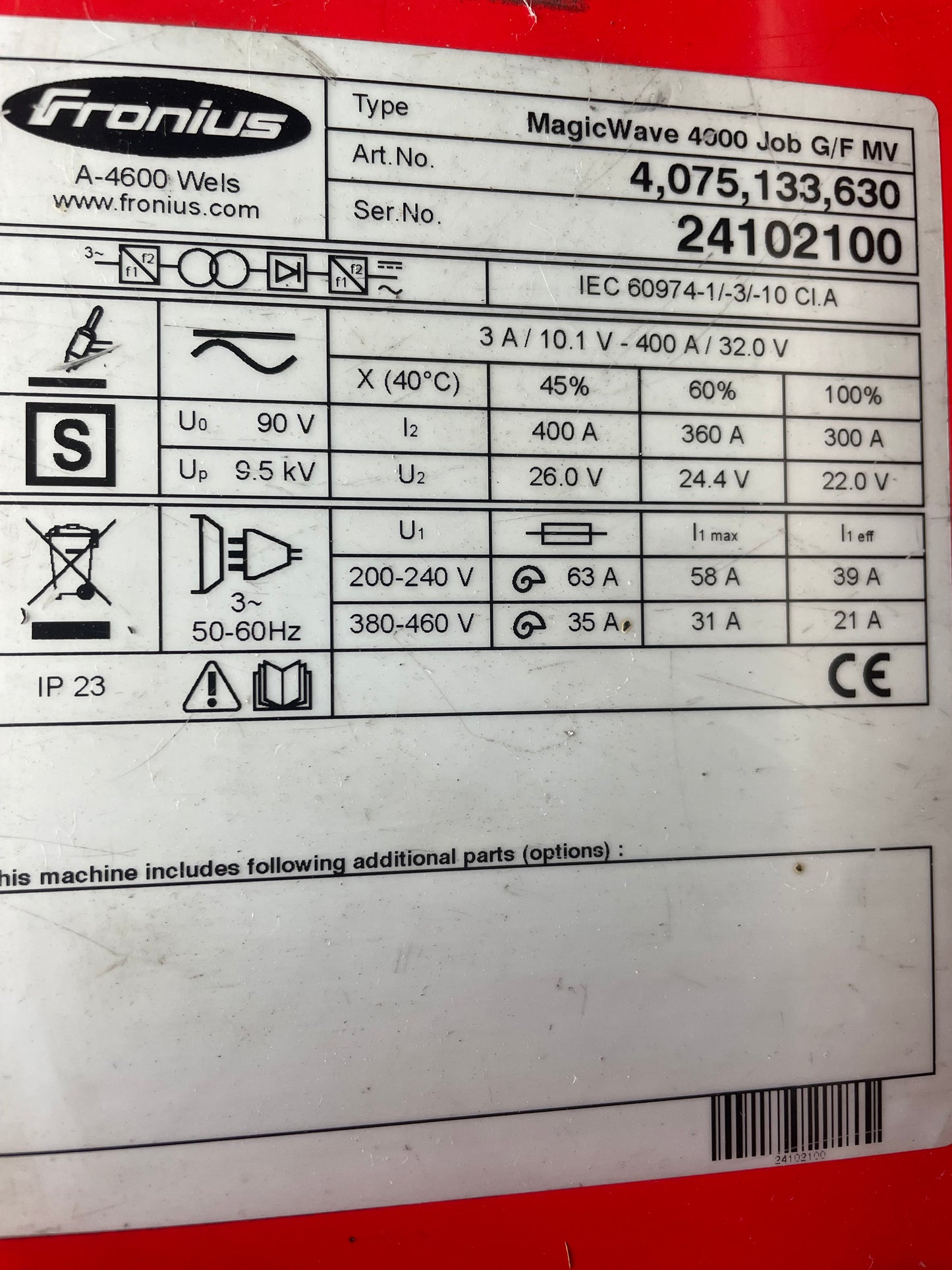 FRONIUS MAGIC WAVE 4000 JOB AC/DC WATER COOLED TIG WELDER