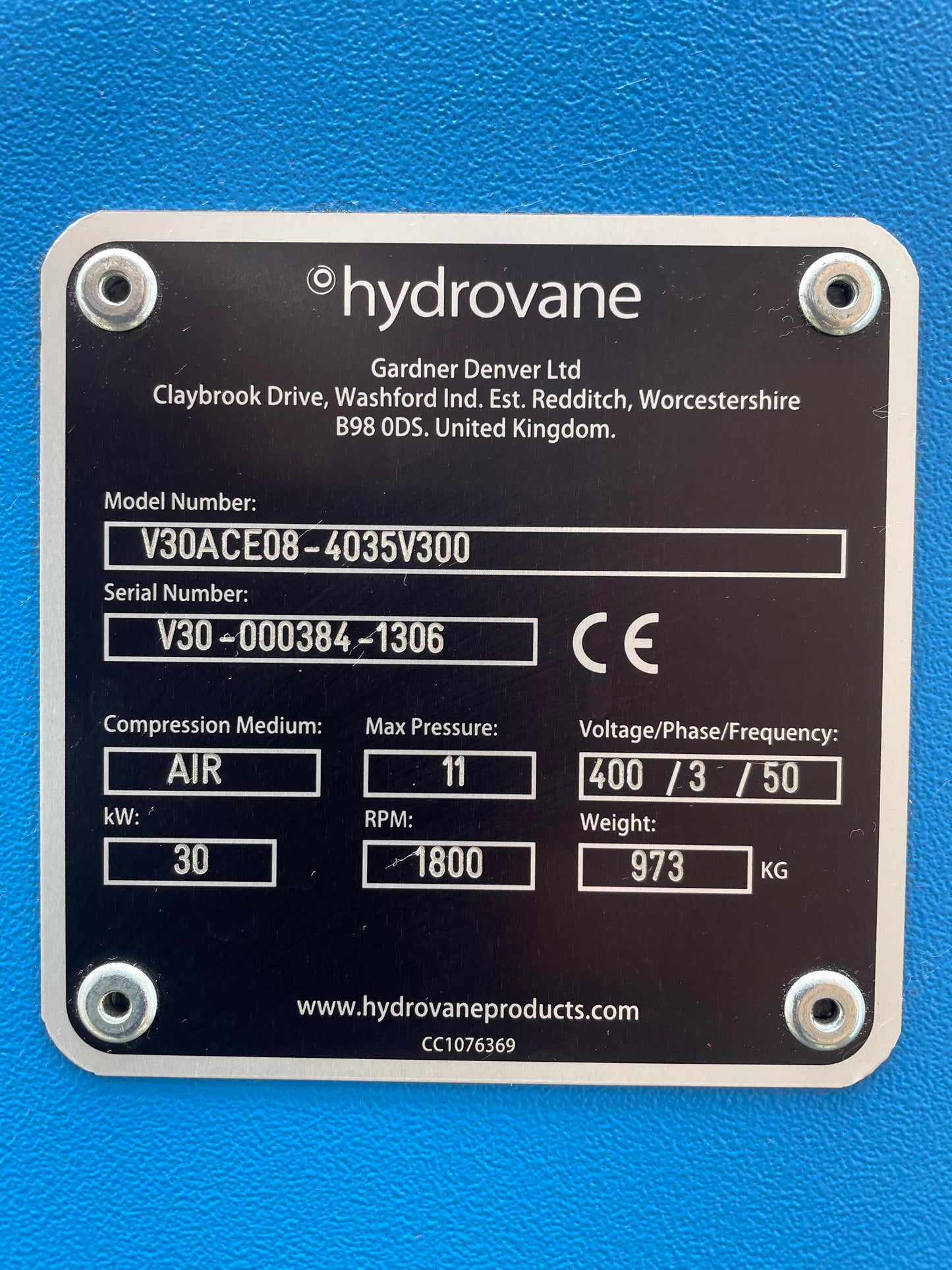 Hydrovane HV30RS – Regulated Speed Rotary Vane Compressor 189cfm