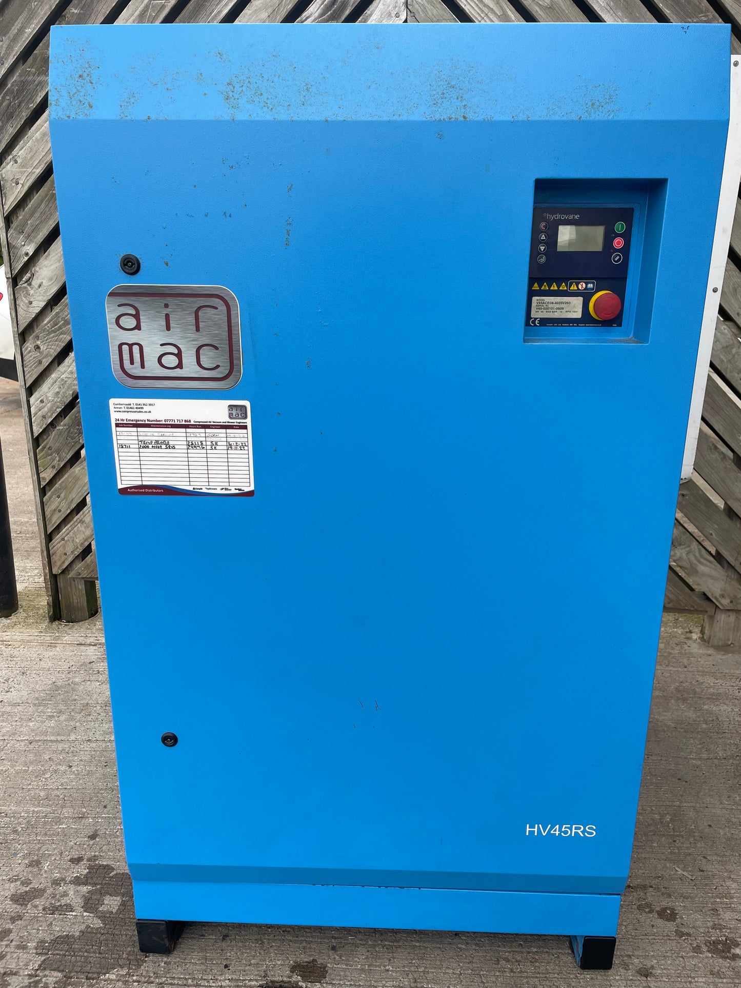 Hydrovane HV45RS 45KW  267cfm  Air Compressor-SERVICE HISTORY- Grit Blasting