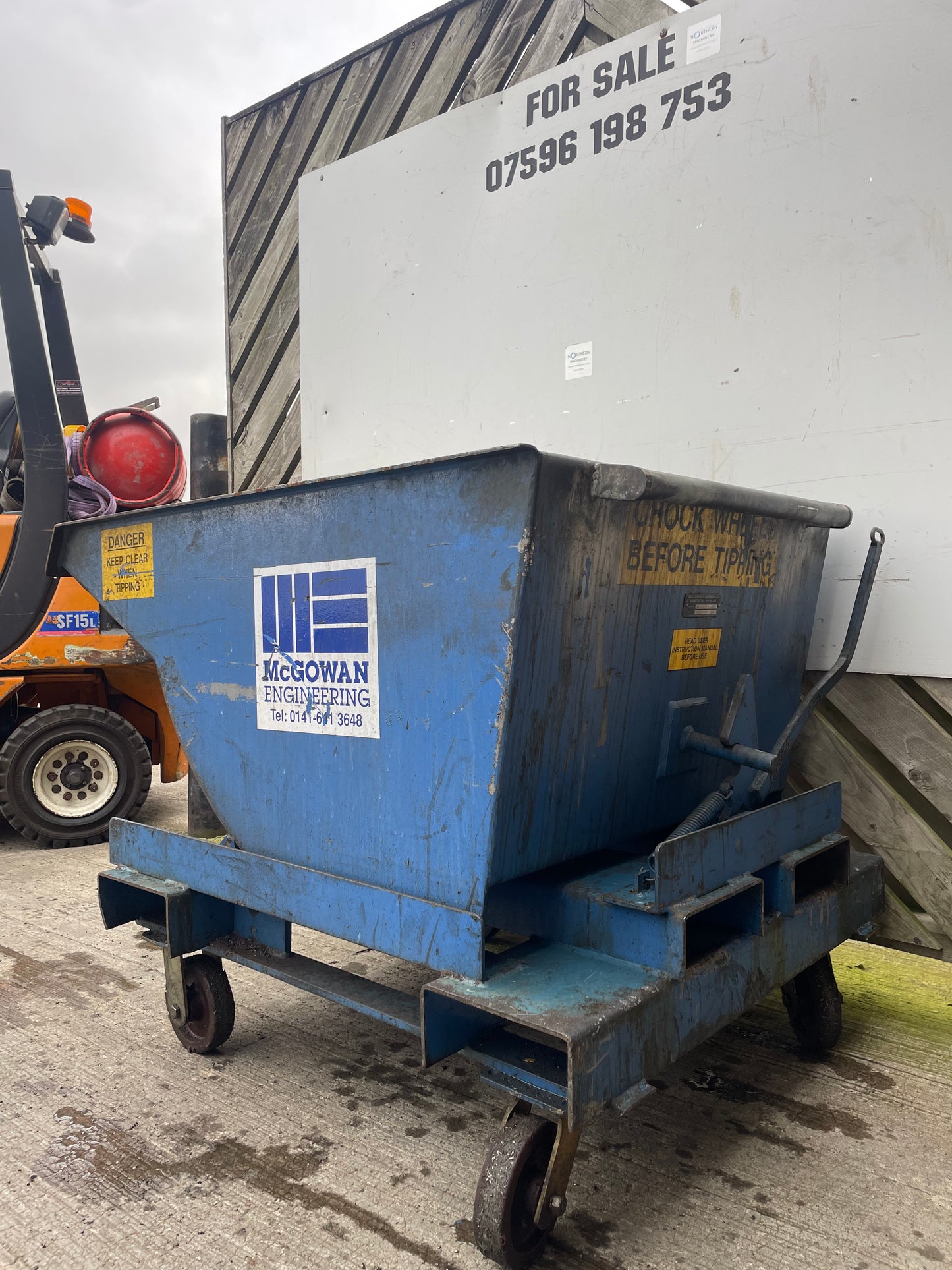 Forklift Tipping Skip Bin - Mounted on Wheels